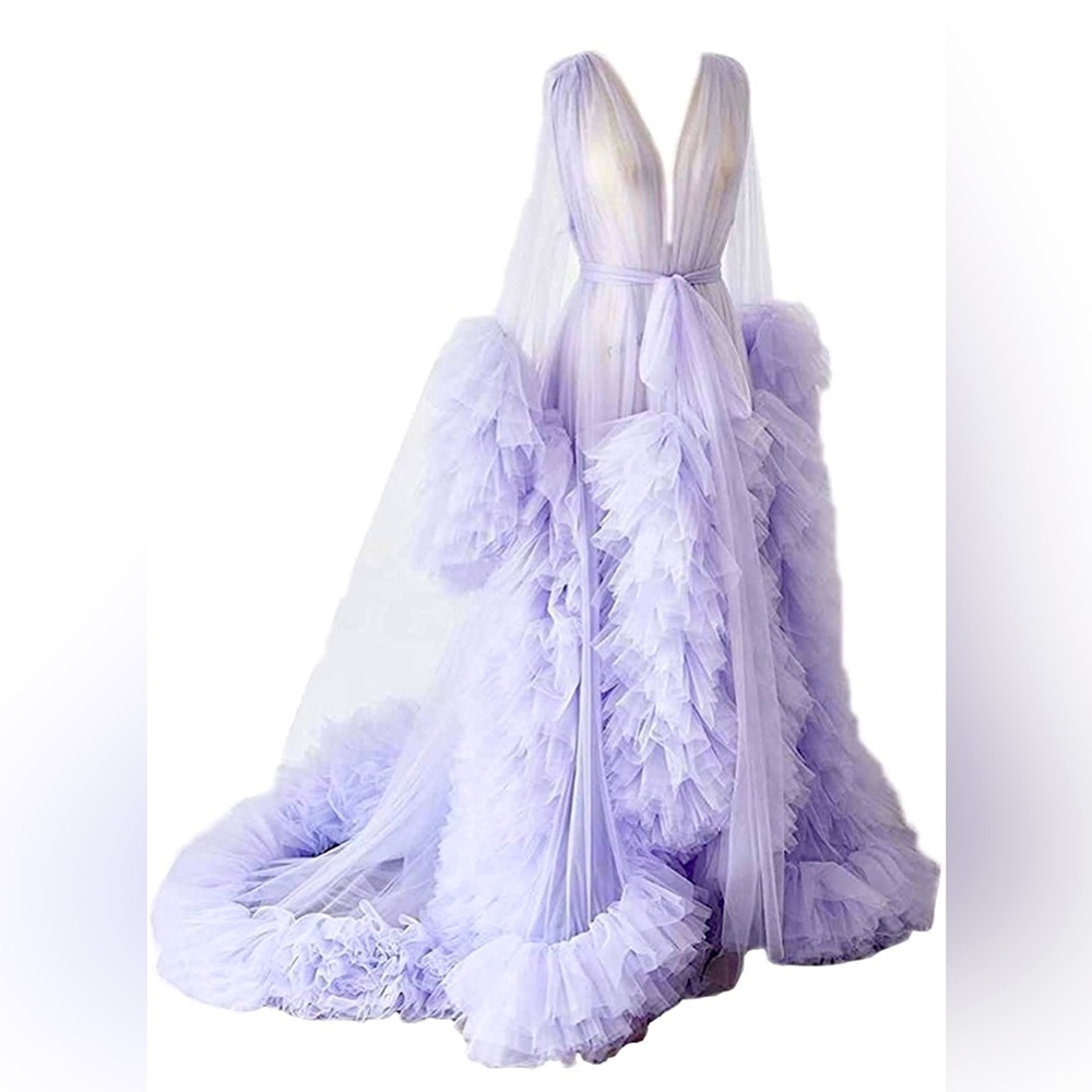 Tulle Robe for Photoshoot Sheer Puffy Lingerie Sleepwear